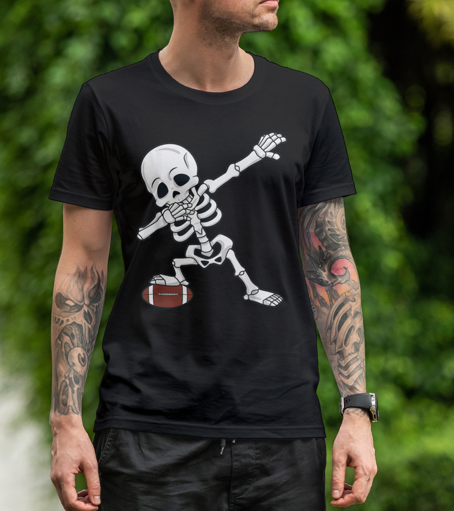 Dabbing Skeleton Halloween Football Dab T-Shirt