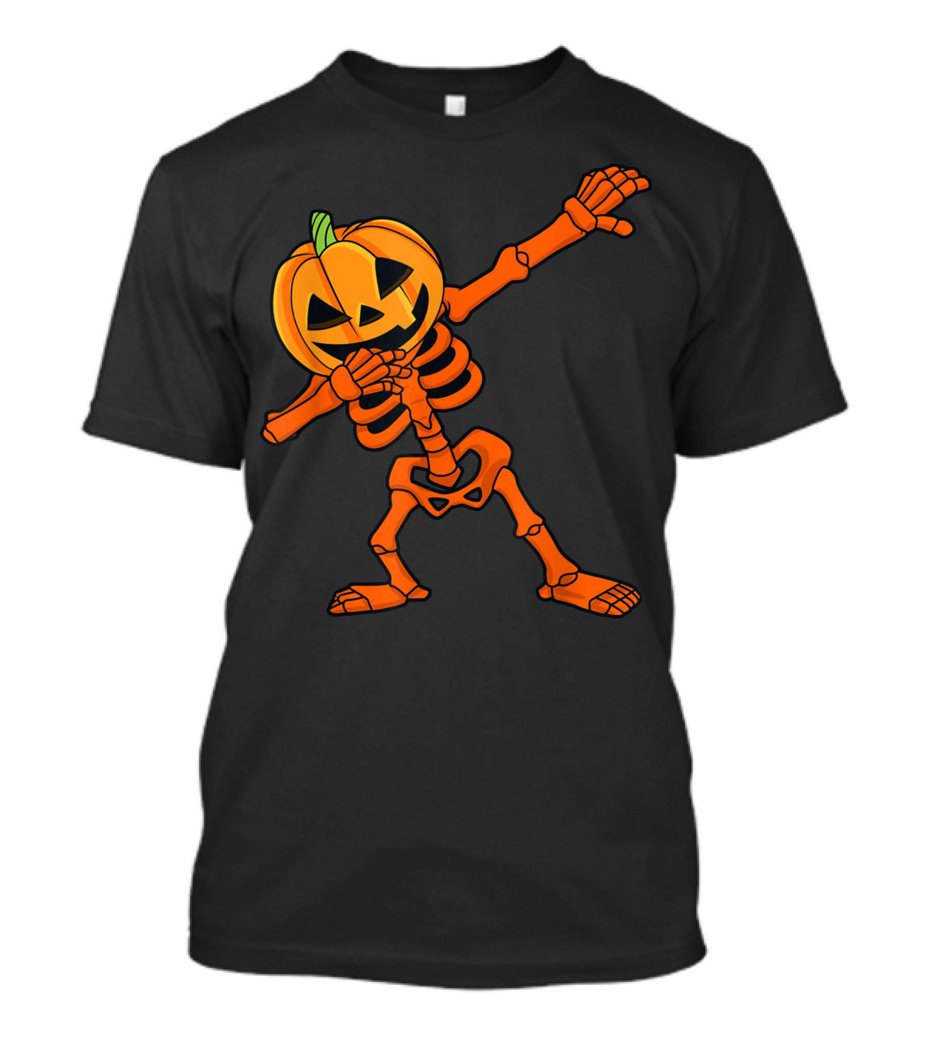 Dabbing Skeleton Pumpkin Head Halloween Dab Pose T-Shirt