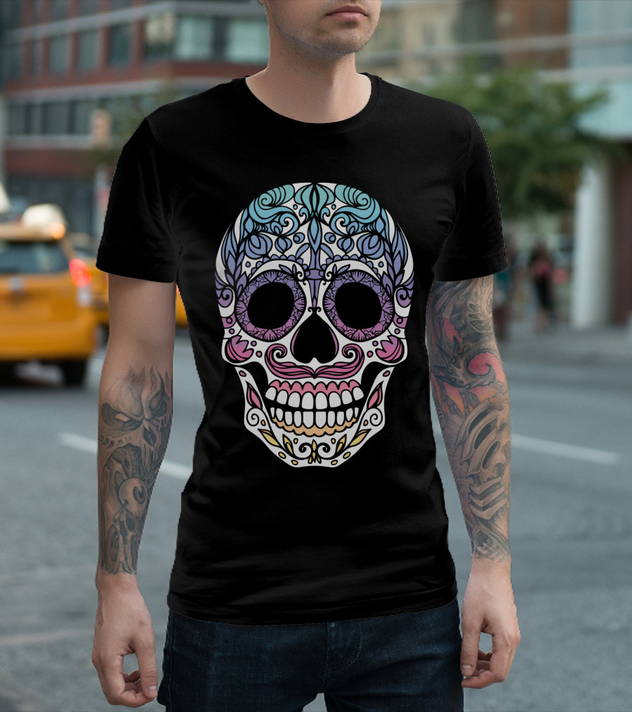Day Of The Dead Muertos Multicolor Sugar Skull T-Shirt