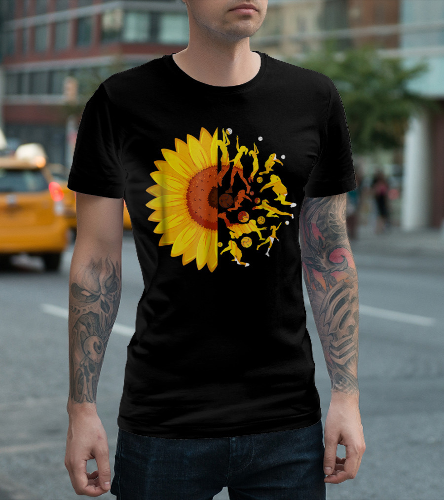 Love Volleyball Sunflower Players and Balls Harmony T-Shirt