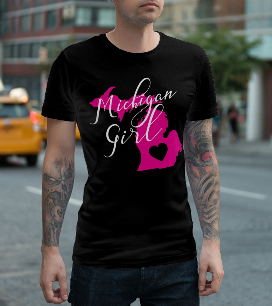 Michigan Girl Heart Home State T-Shirt