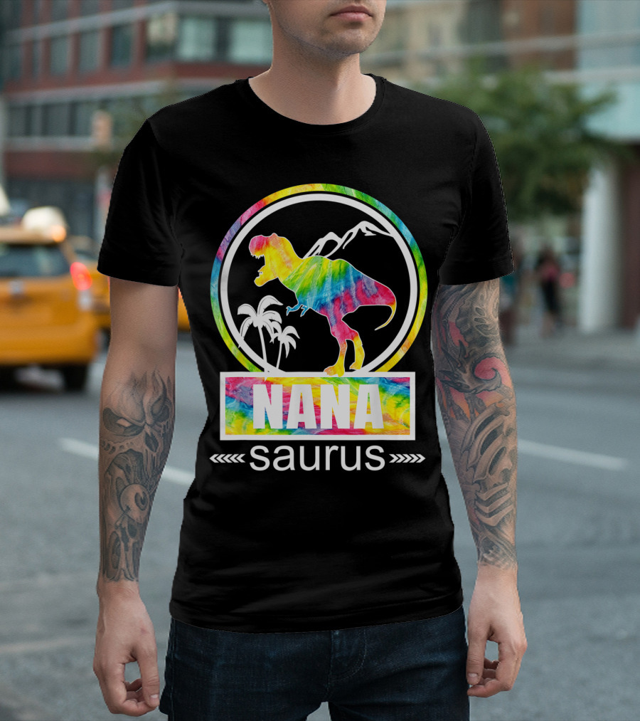 Nana Saurus Rainbow Dinosaur Tropical T-Shirt