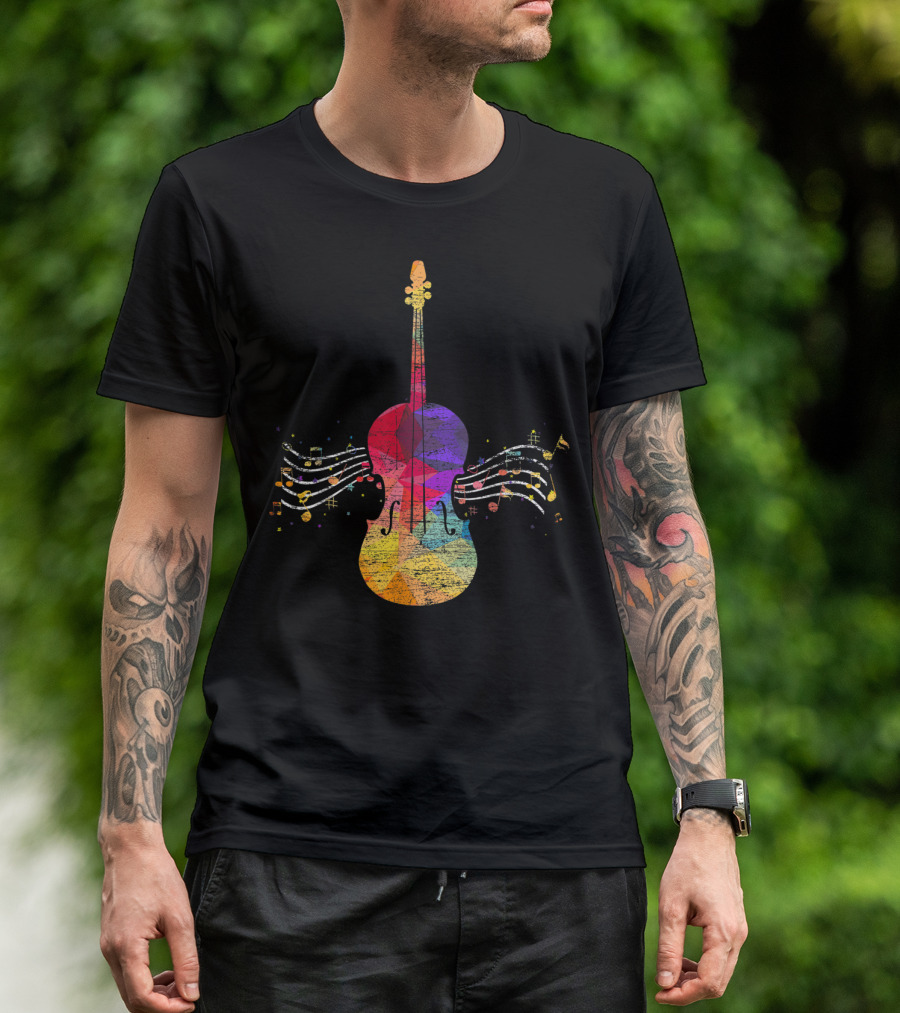 Violinist String Instrument Cello With Musical Notes T-Shirt