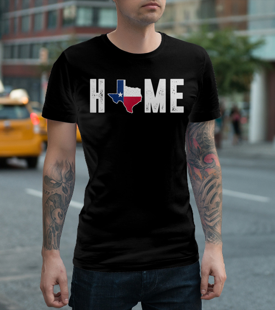 Distressed Texas Flag Star State Graphic Home T-Shirt