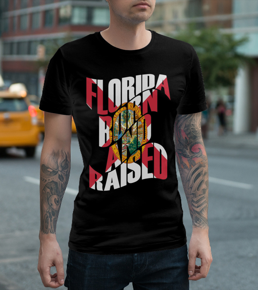 Florida Born And Raised State Flag T-Shirt