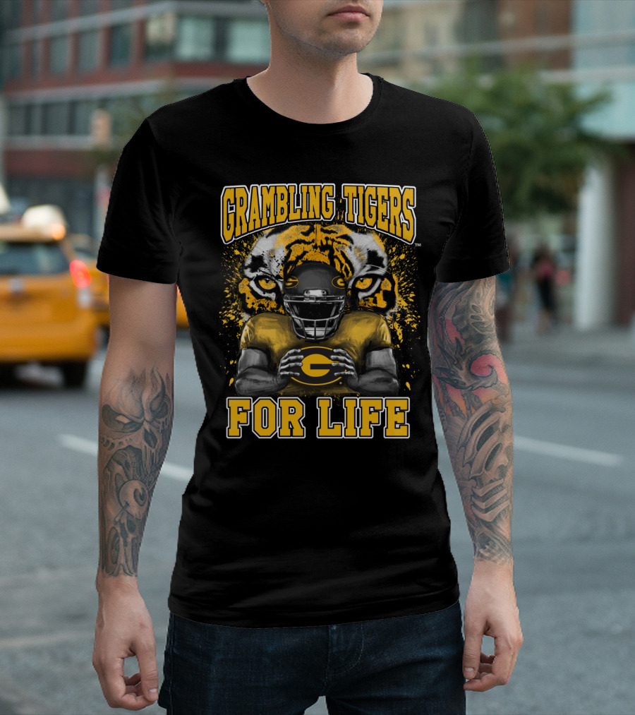 Grambling Tigers For Life Football Tiger Eyes Helmet T-Shirt