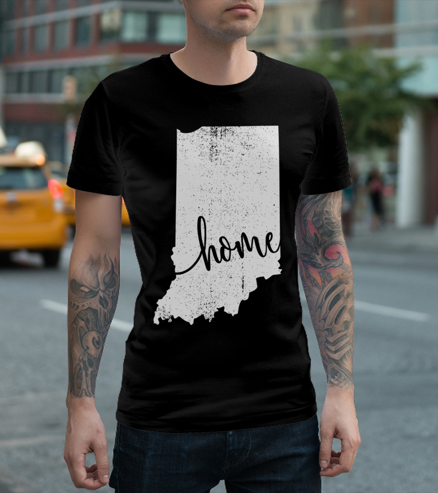 Indiana Vintage Map Outline Home Love T-Shirt