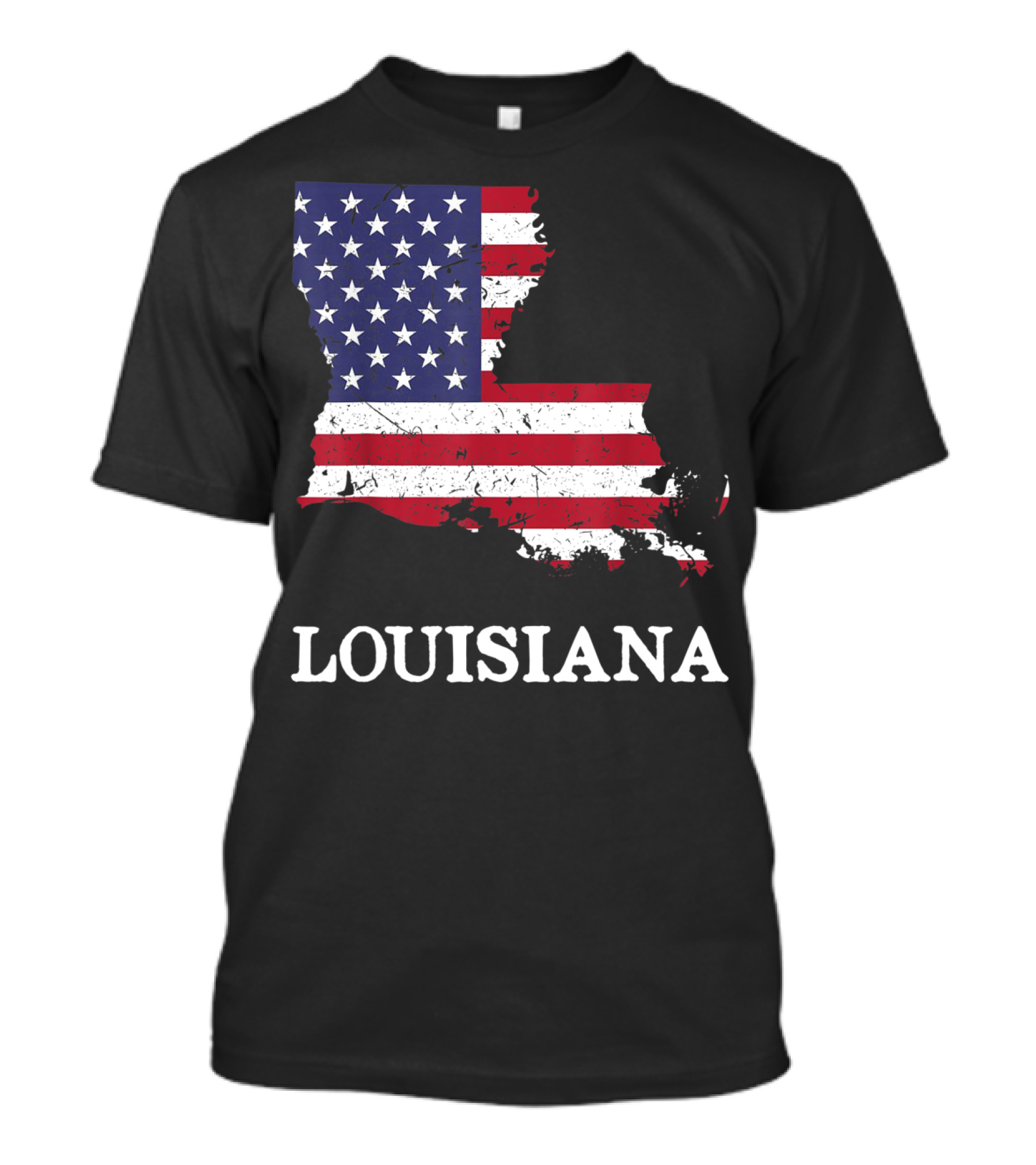 Louisiana Map American Flag 4Th Of July T-Shirt