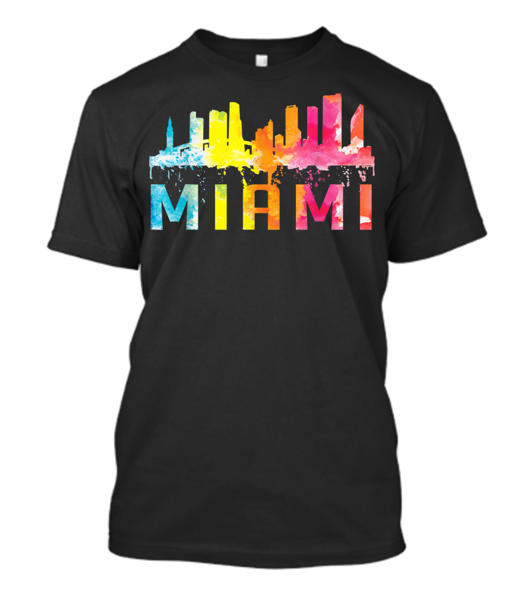 Miami Florida Colorful Watercolor Skyline Art Home State T-Shirt