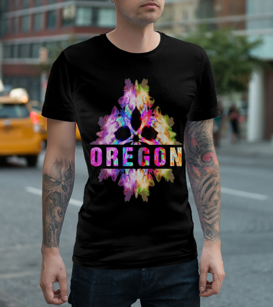 Oregon Souvenir Best Home State Colorful Abstract T-Shirt