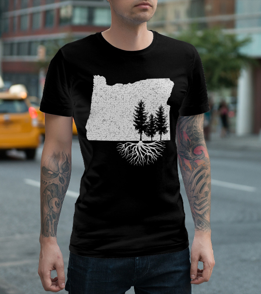 Oregon State Roots Map with Trees and Roots T-Shirt