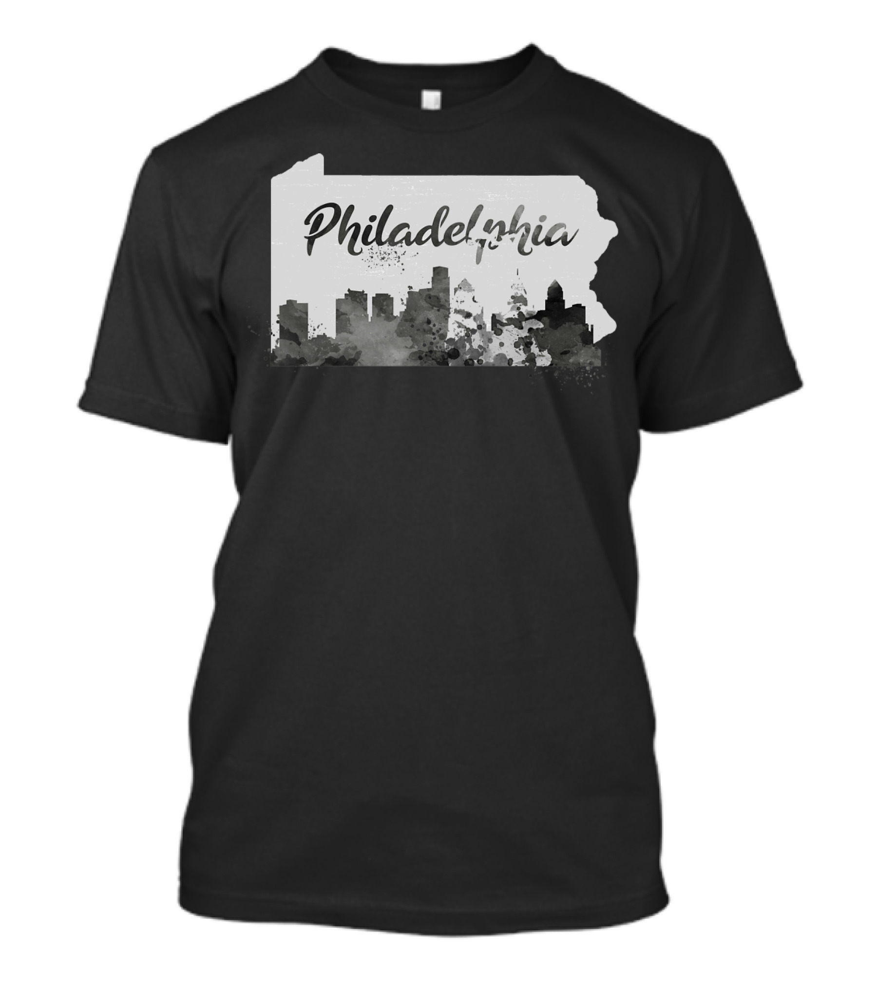 Philadelphia Philly Skyline Pennsylvania State Map T-Shirt