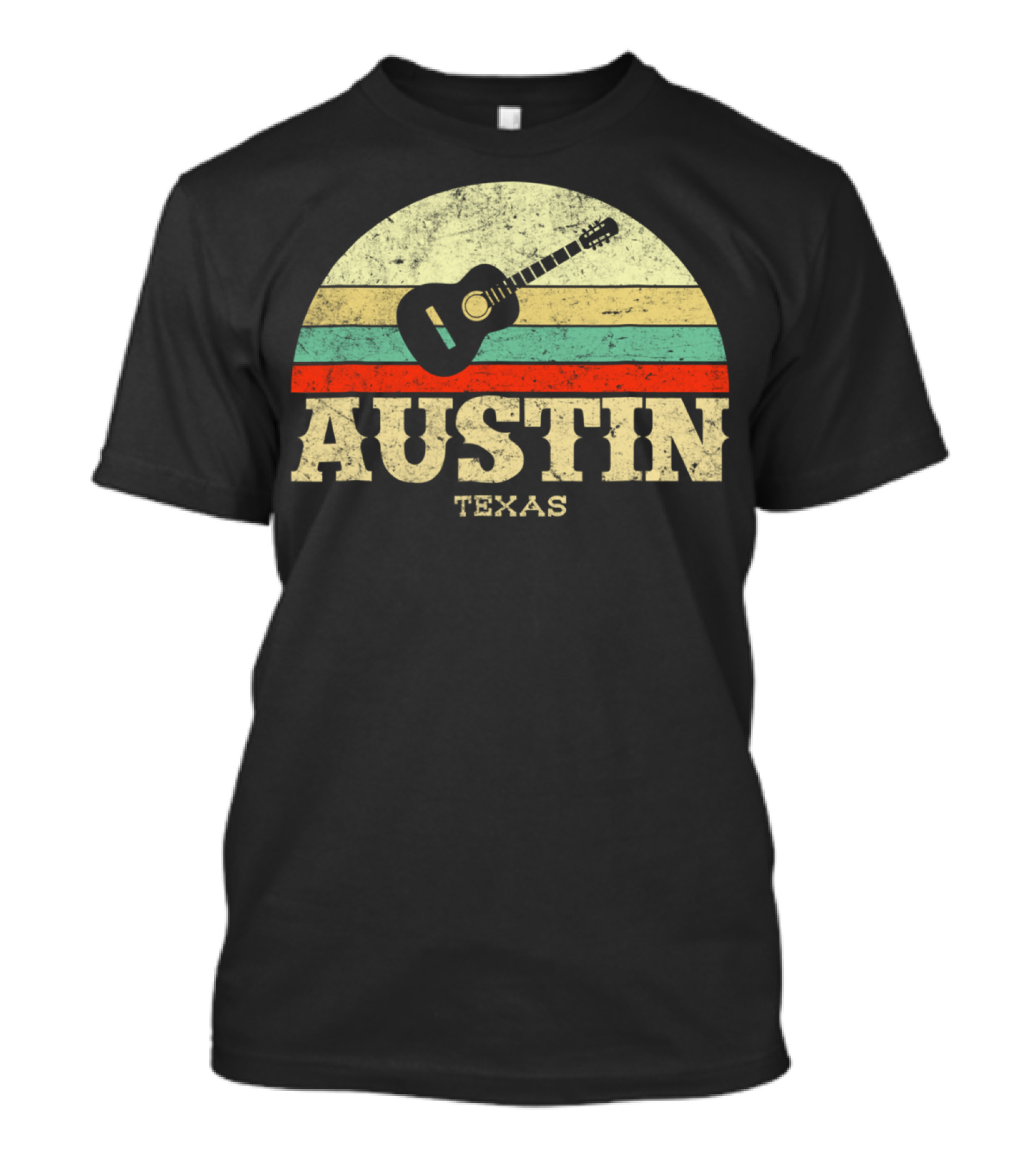 Austin Texas Retro Guitar Vintage Lone Star T-Shirt