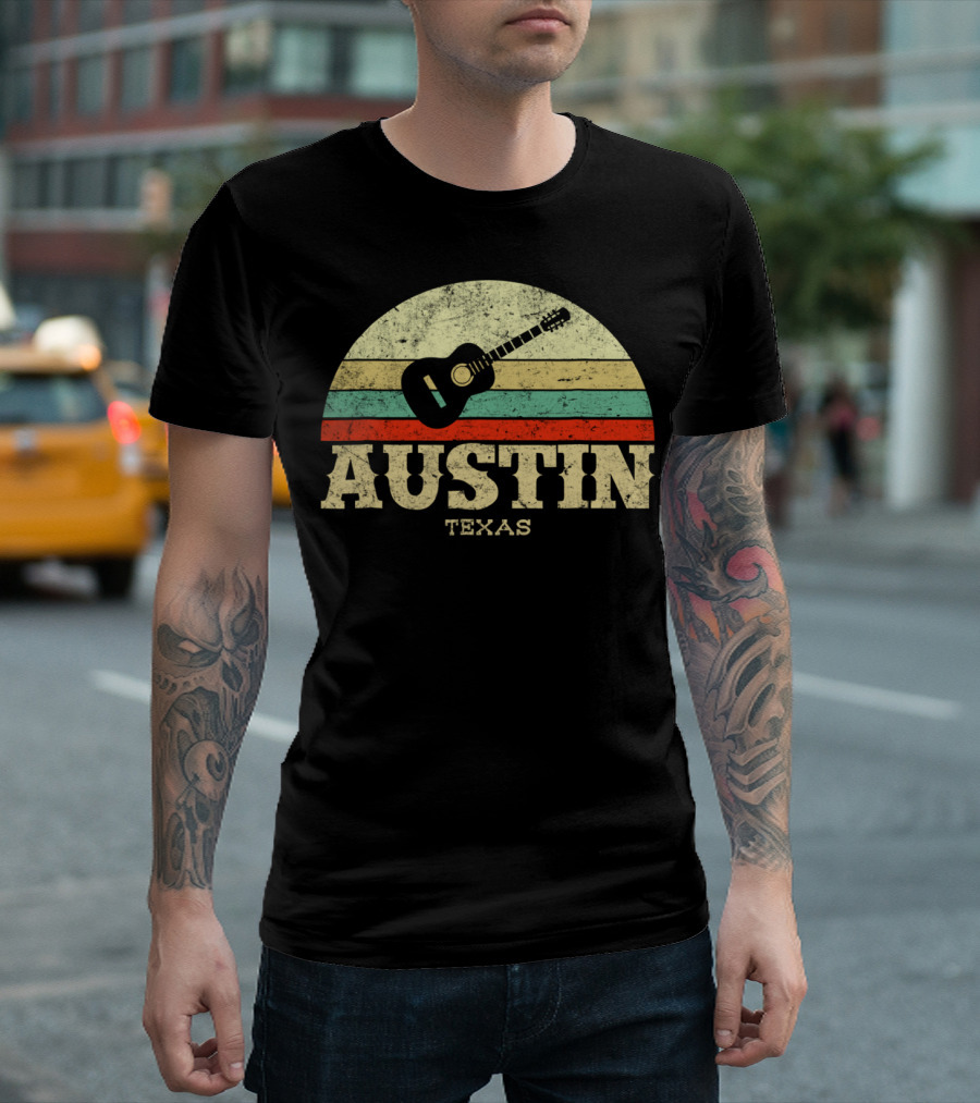 Austin Texas Retro Guitar Vintage Lone Star T-Shirt
