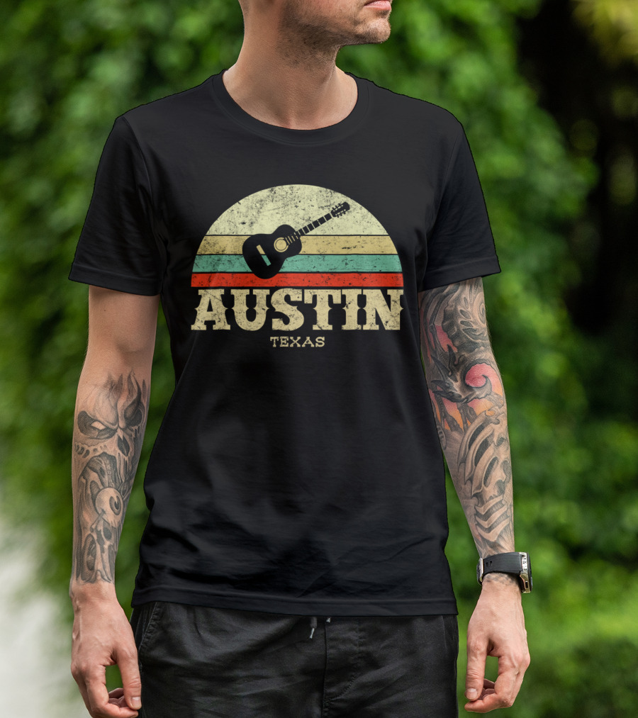 Austin Texas Retro Guitar Vintage Lone Star T-Shirt