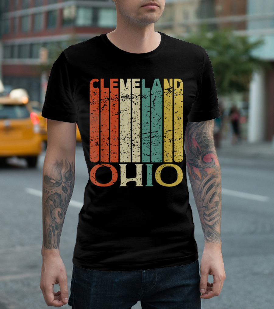 Cleveland Ohio Retro Vintage Stripes T-Shirt