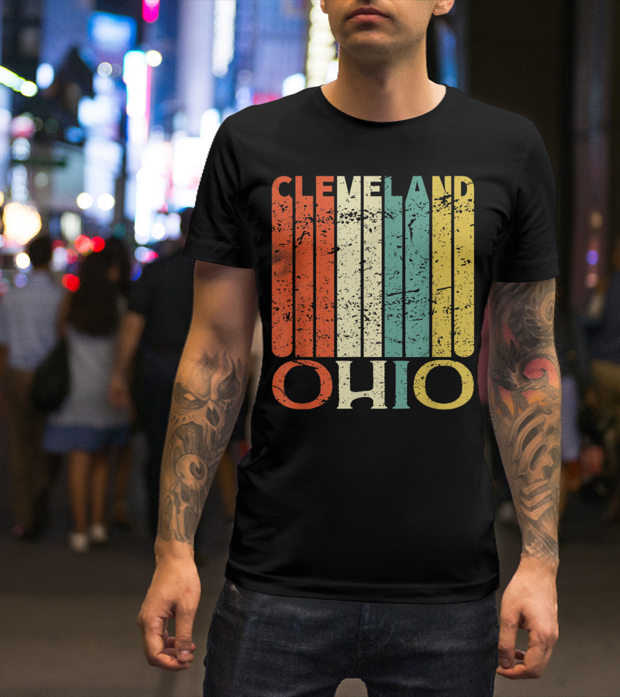 Cleveland Ohio Retro Vintage Stripes T-Shirt