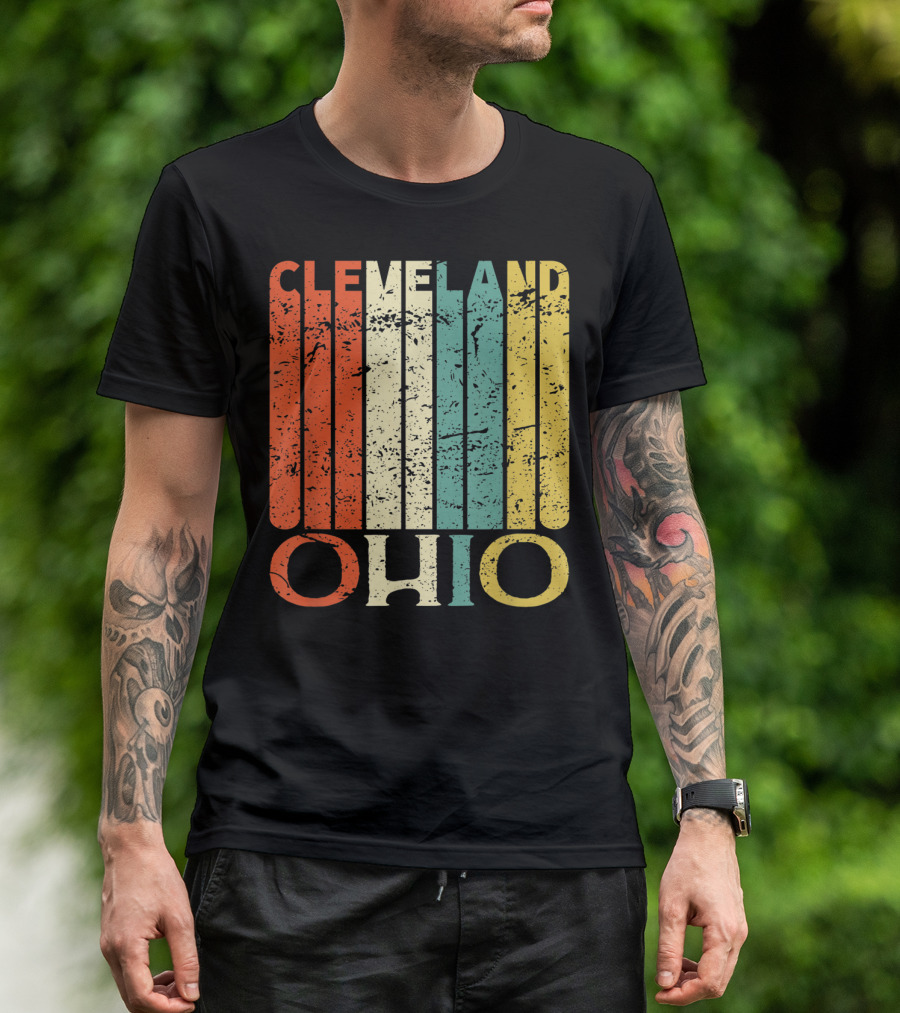 Cleveland Ohio Retro Vintage Stripes T-Shirt