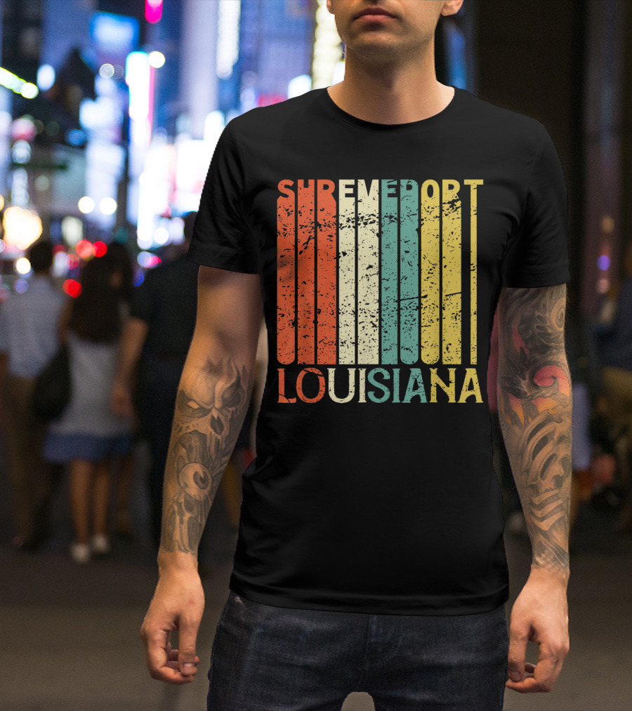 Shreveport Louisiana Retro Vintage Stripes T-Shirt