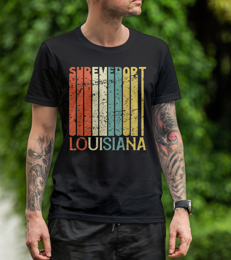 Shreveport Louisiana Retro Vintage Stripes T-Shirt