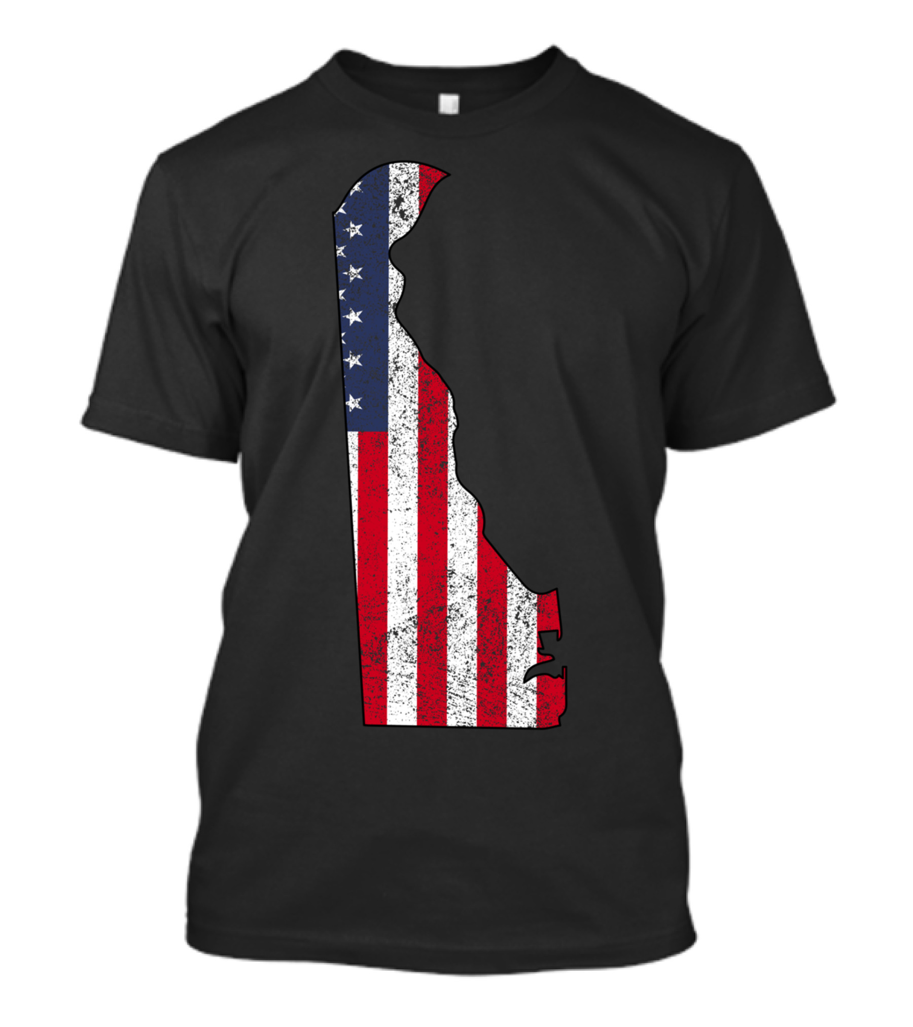 State Of Delaware With American Flag T-Shirt