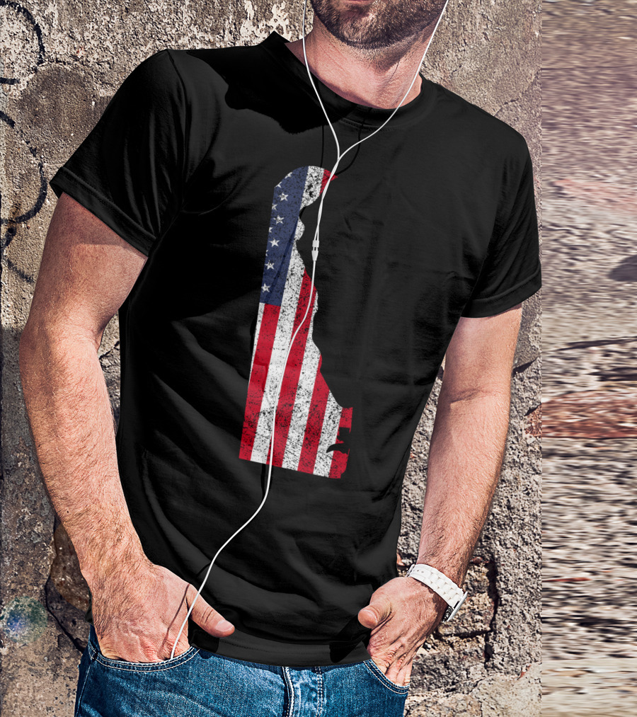State Of Delaware With American Flag T-Shirt