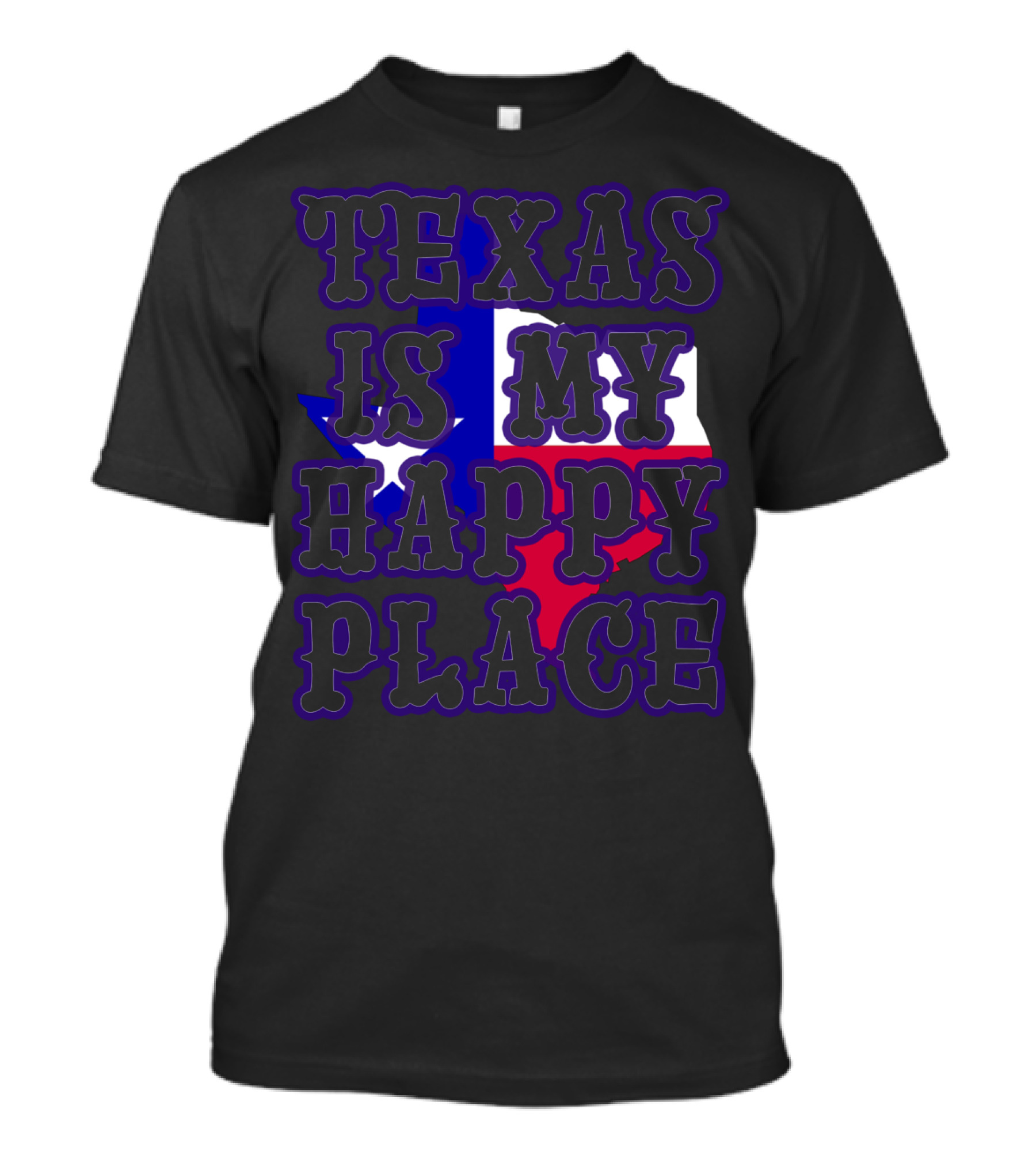Texas Is My Happy Place Texas Map USA Flag T-Shirt