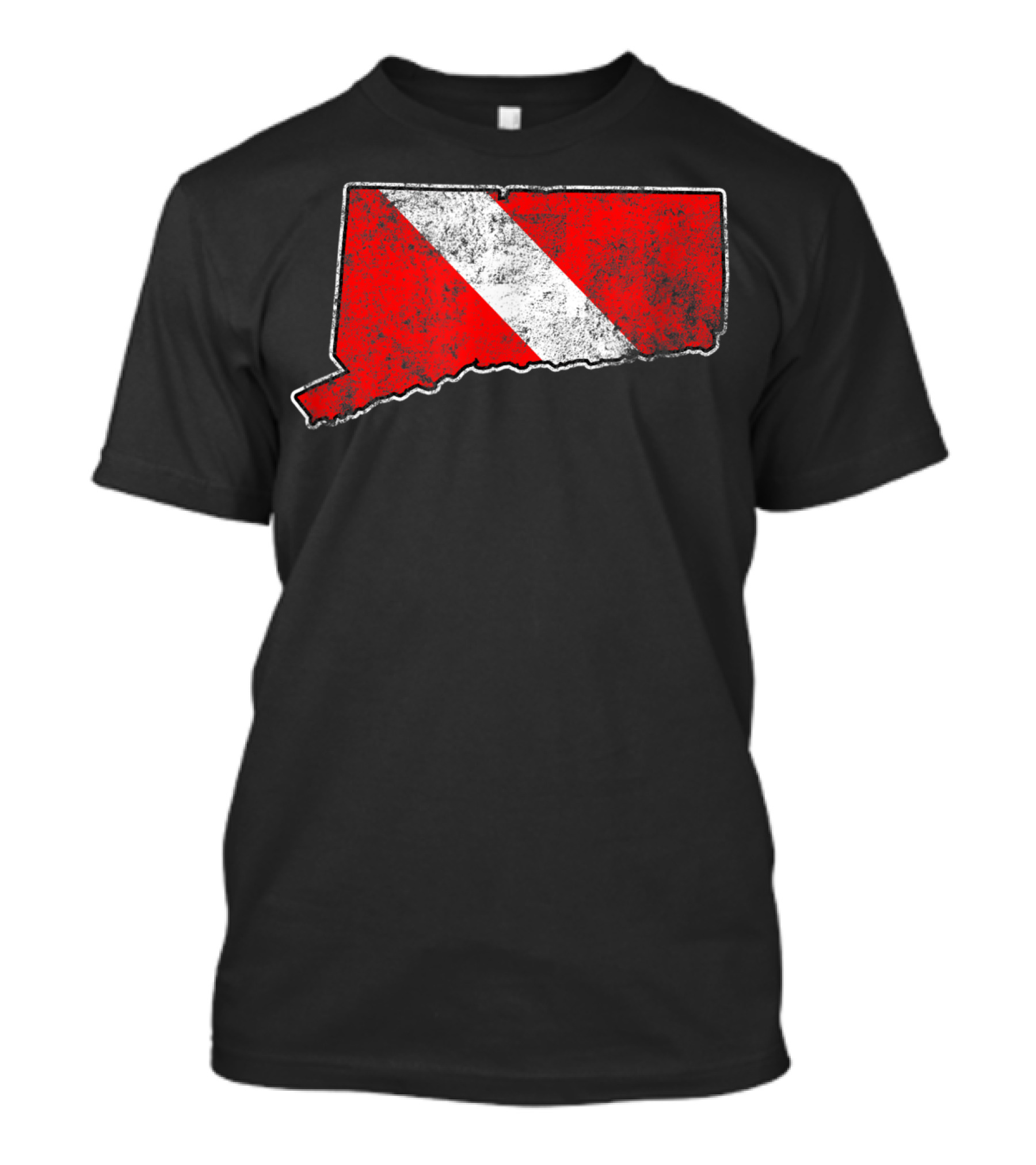 Connecticut State Map Vintage Scuba Dive Flag T-Shirt