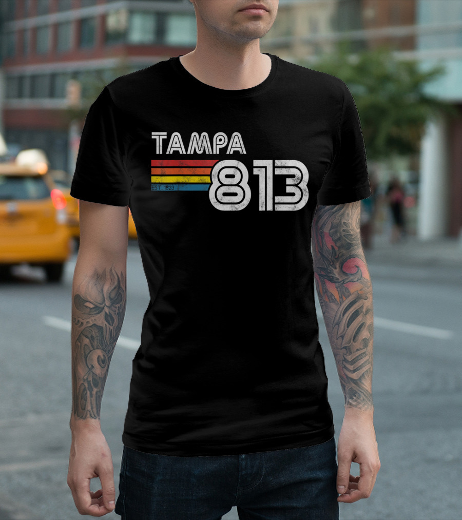 Tampa 813 Vintage Est. 1823 Retro Stripes State of Florida T-Shirt