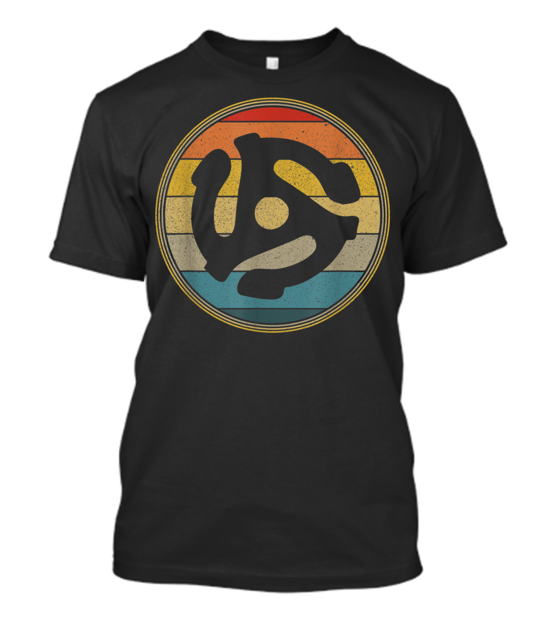 Retro Vinyl 45 RPM Record Insert Icon In Vintage Sunset Colors T-Shirt
