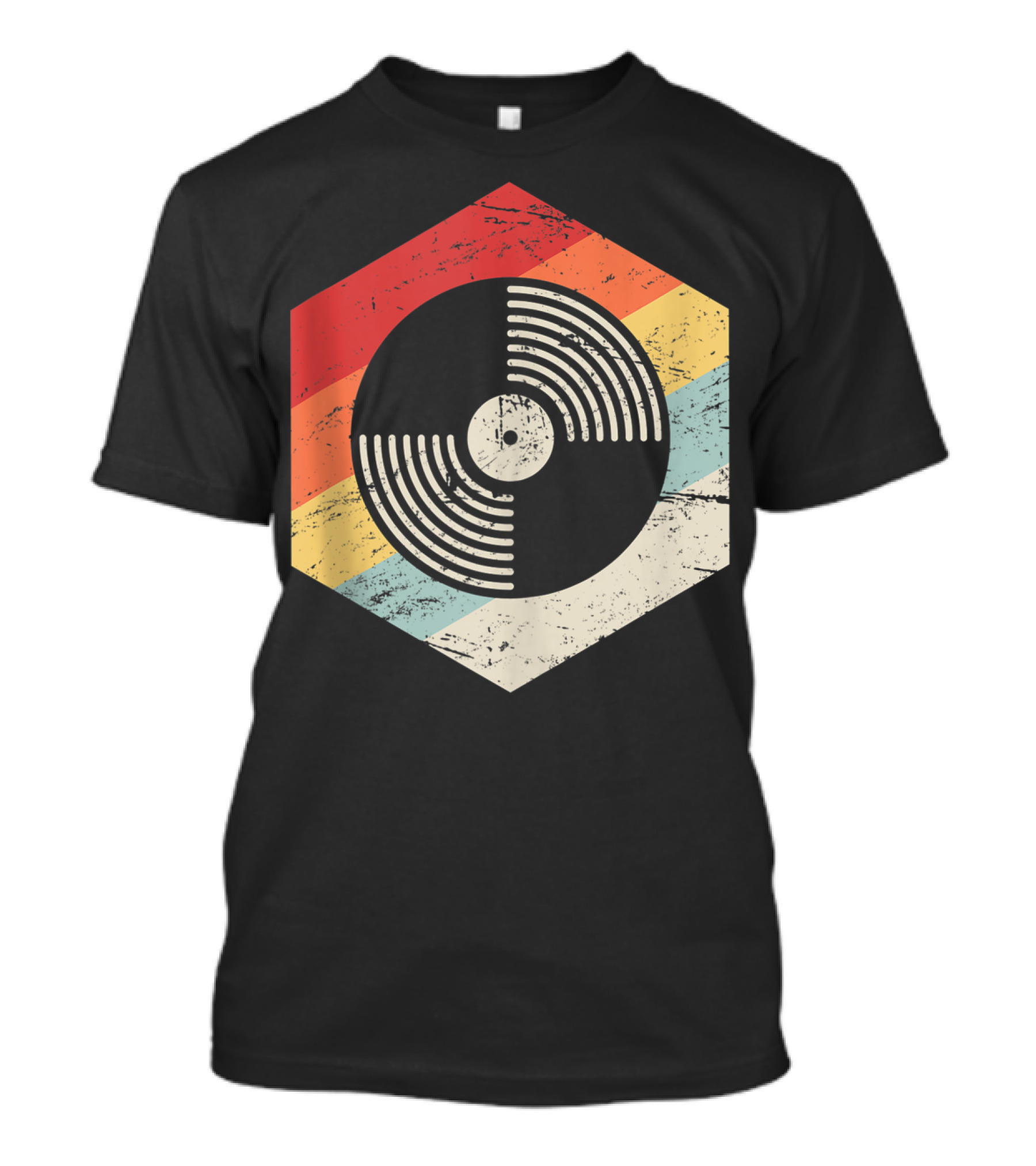 Retro Vinyl Music Hexagon French House Chicago T-Shirt
