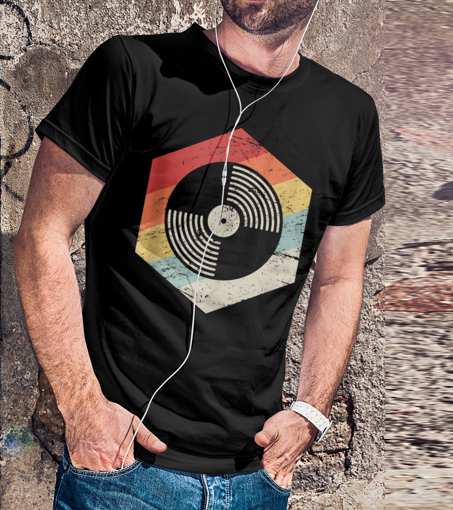 Retro Vinyl Music Hexagon French House Chicago T-Shirt