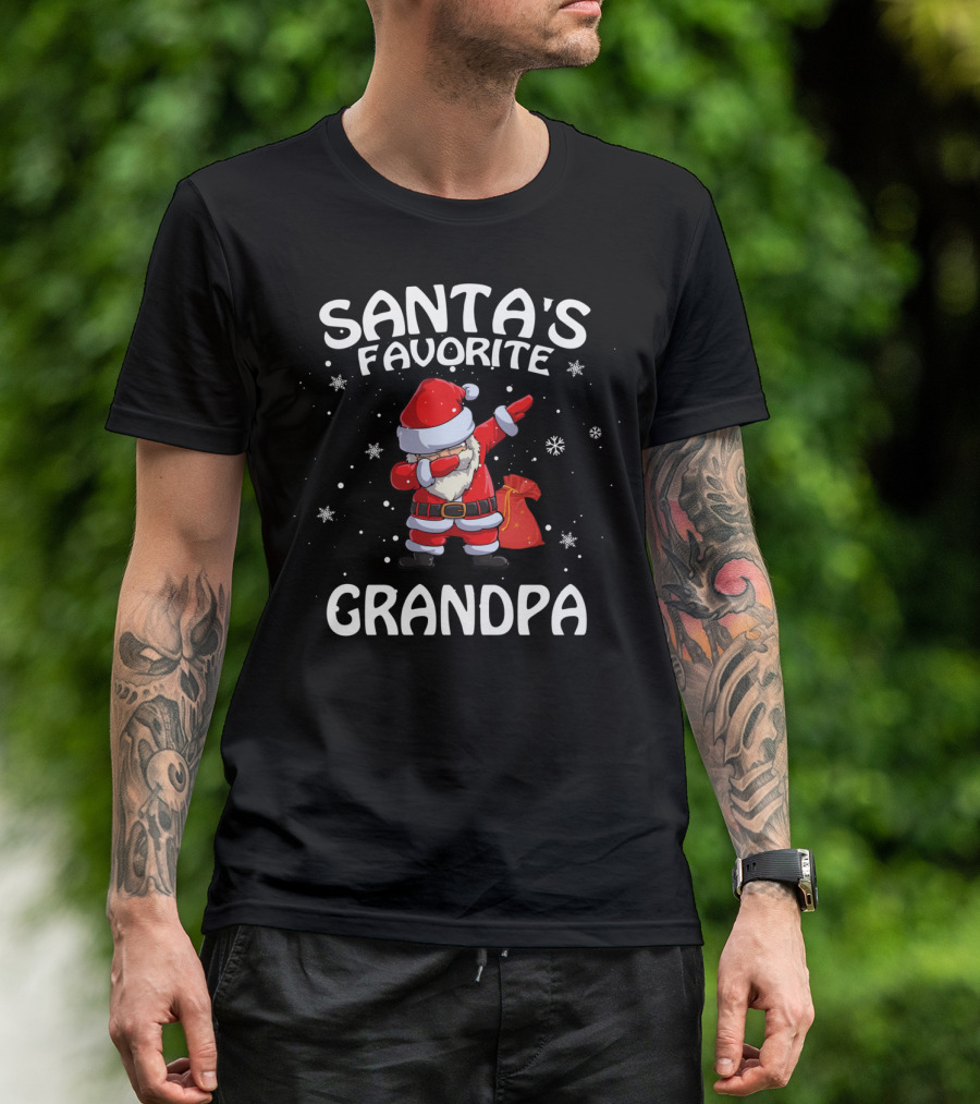 Santa's Favorite Grandpa Dab Dance Christmas Snowflakes T-Shirt