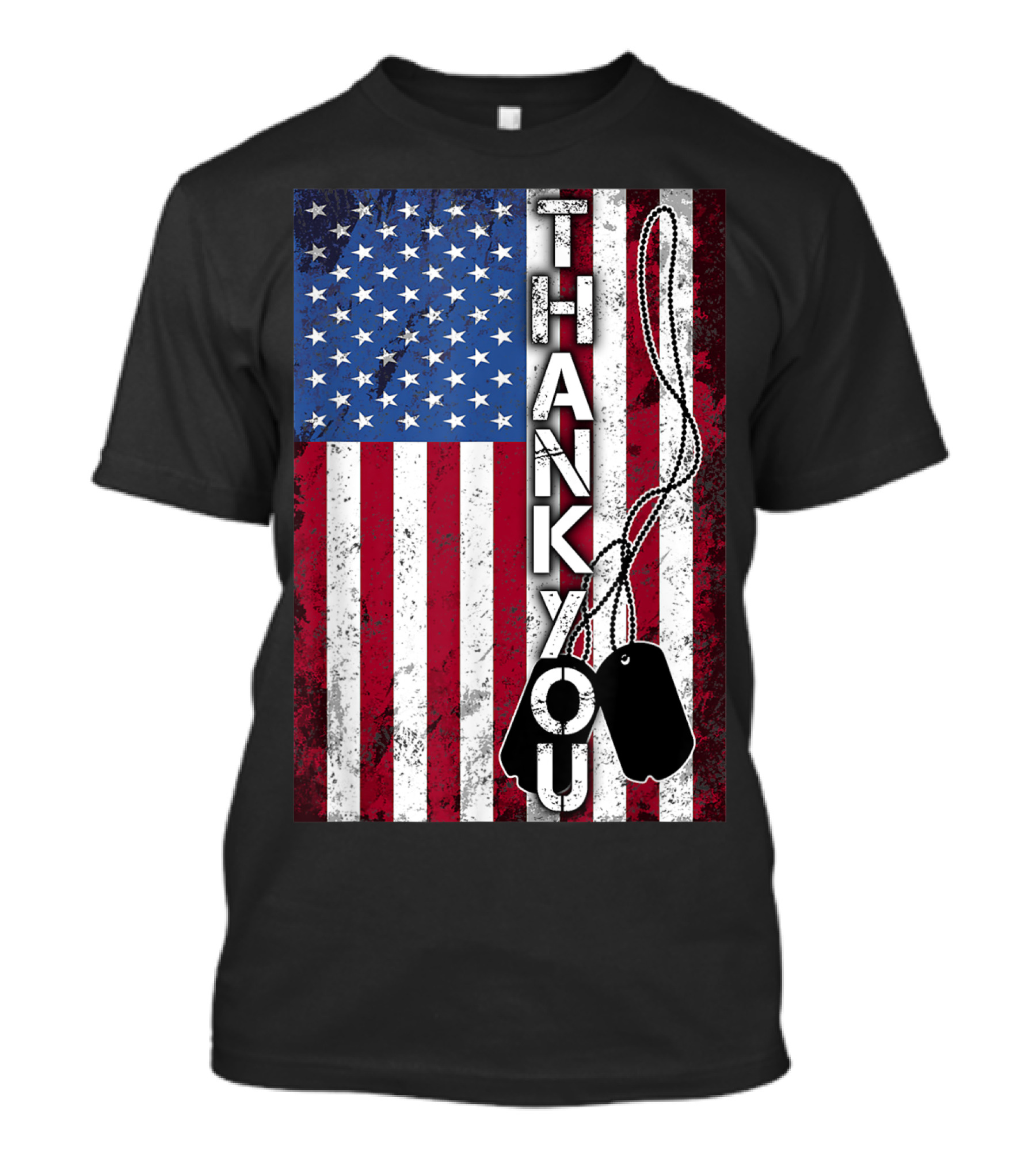 Thank You American Flag Dog Tags Patriotic Veterans T-Shirt