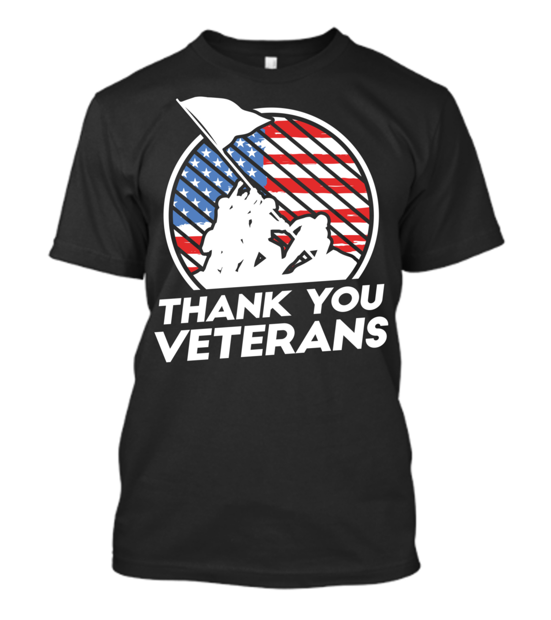 Thank You Veterans Raising Flag Stars And Stripes American Patriotic T-Shirt