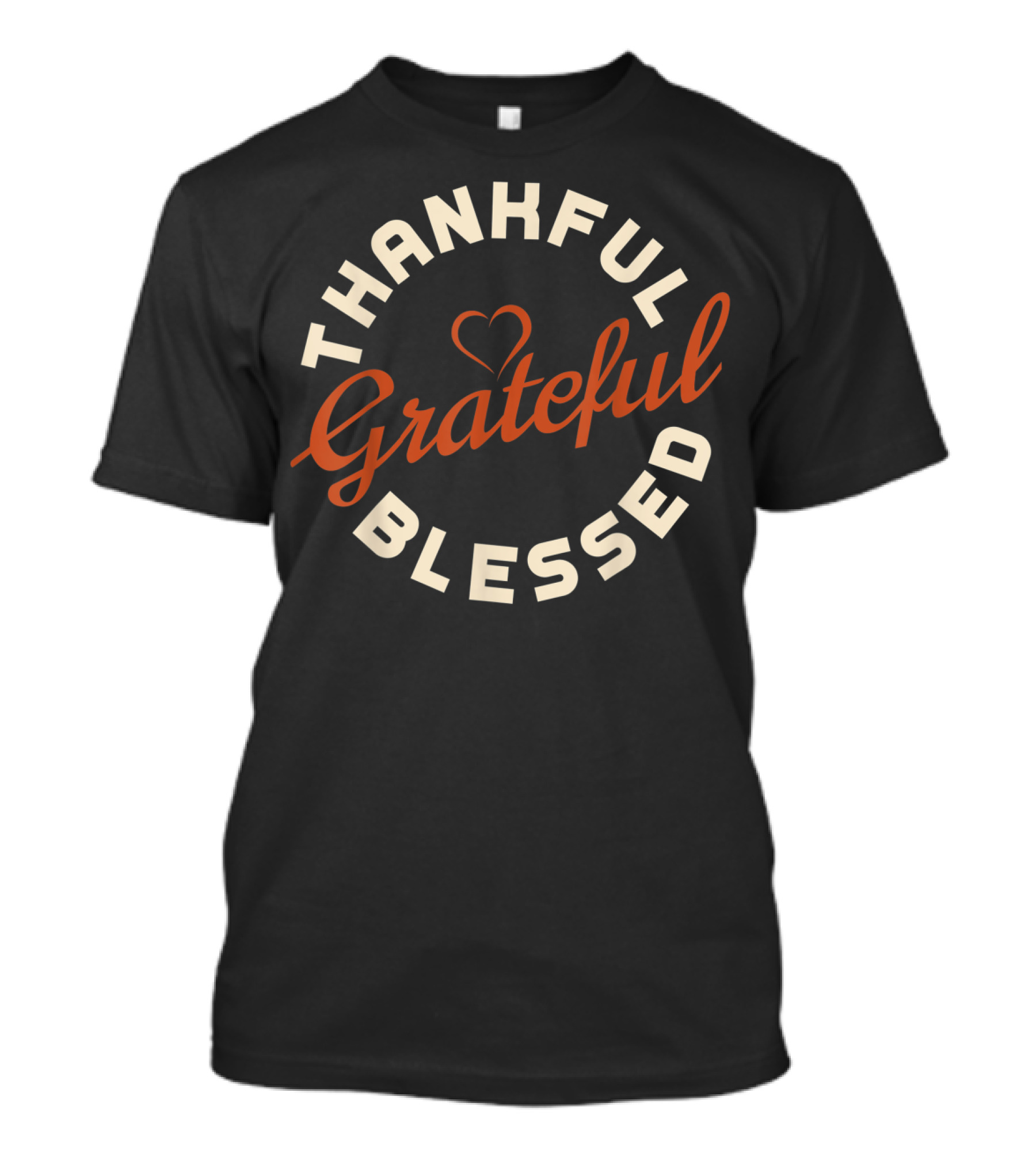 Thankful Grateful Blessed Heart Circle T-Shirt