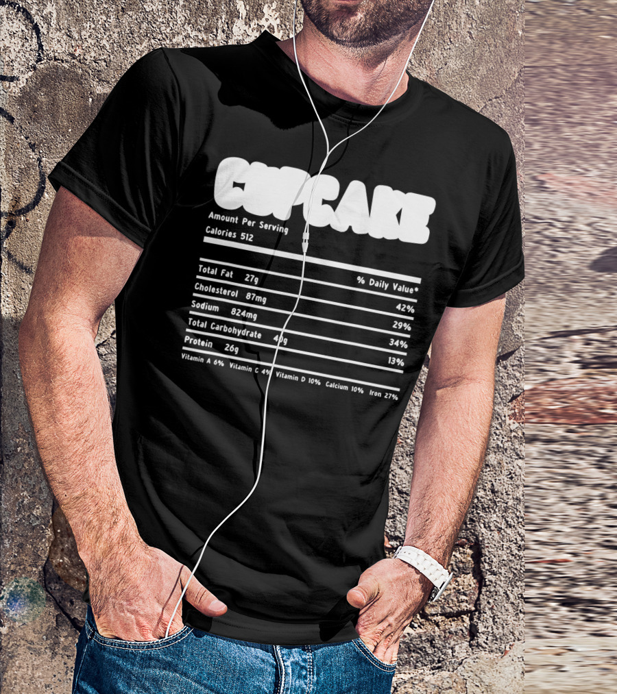 Thanksgiving Cupcake Nutritional Facts Chart Calories Total Fat Cholesterol Sodium Carbohydrate Protein T-Shirt