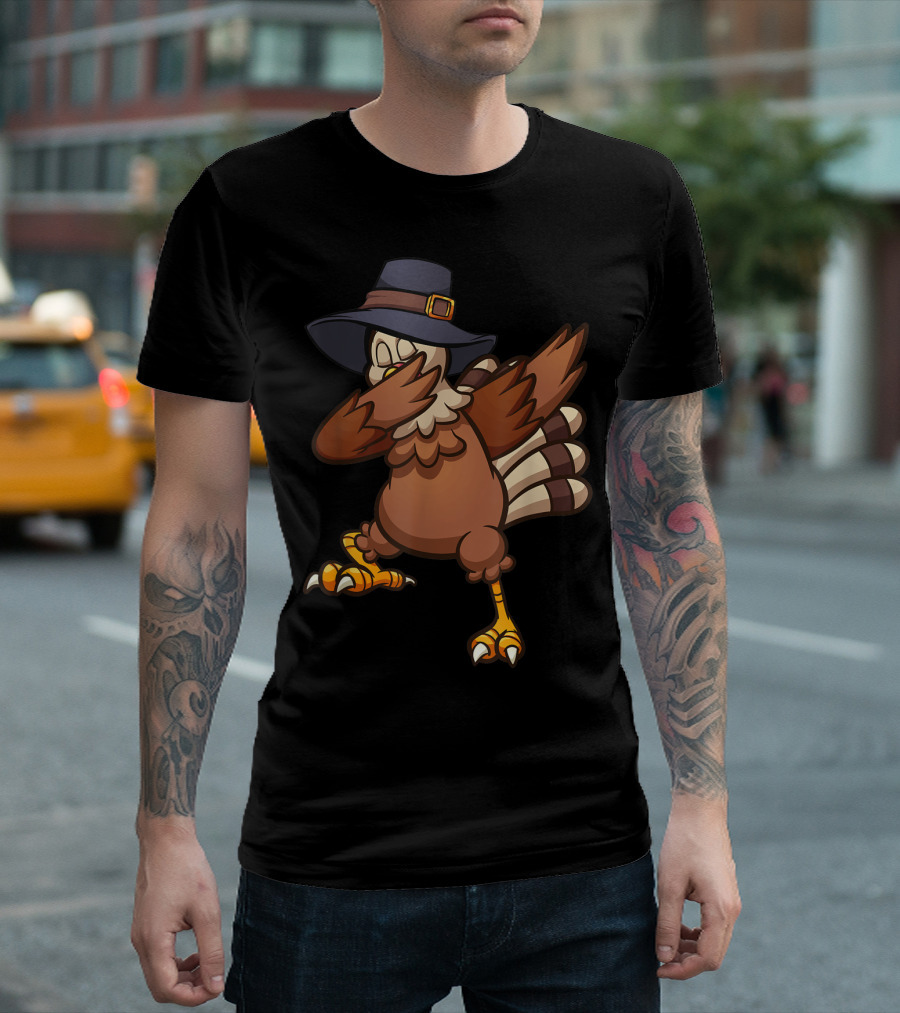 Thanksgiving Turkey Dabbing Pilgrim Day T-Shirt