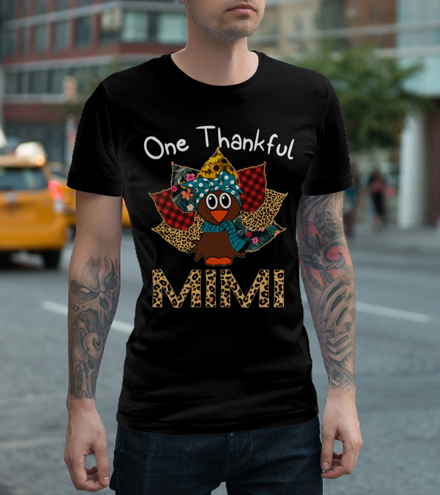 One Thankful Mimi Thanksgiving Grandma Turkey T-Shirt