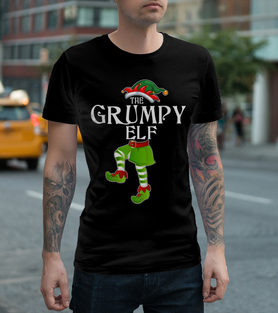 The Grumpy Elf Christmas Matching Family Group Funny Holiday T-Shirt