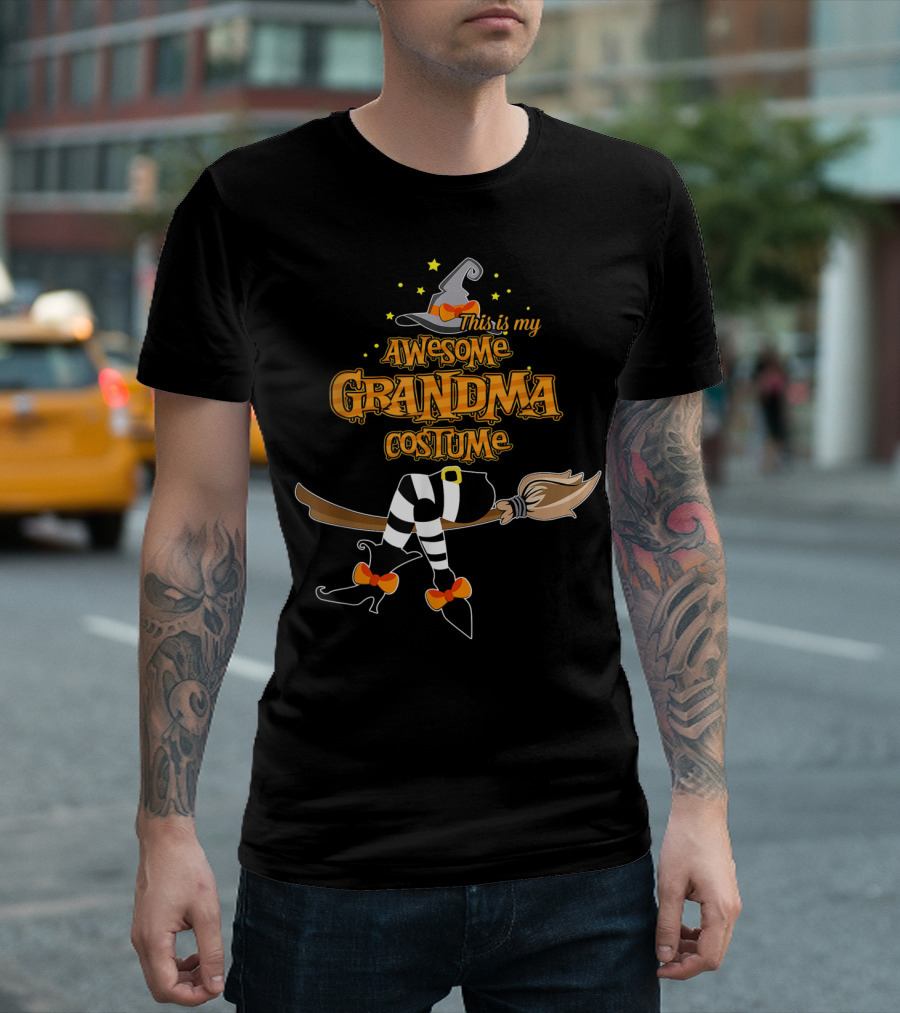 This Is My Awesome Grandma Costume Witch Hat Broomstick T-Shirt