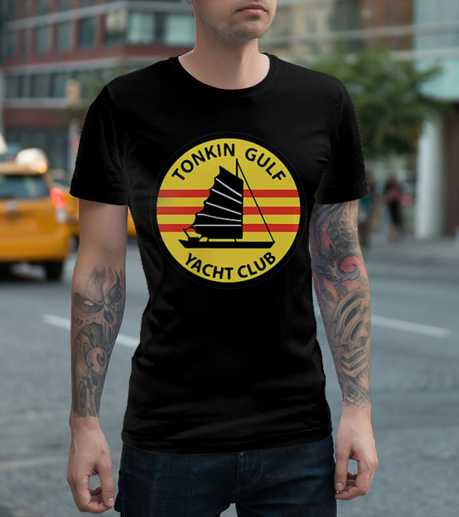 Tonkin Gulf Yacht Club Badge With Sailboat And Stripes T-Shirt