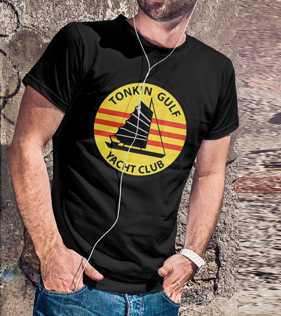 Tonkin Gulf Yacht Club Badge With Sailboat And Stripes T-Shirt