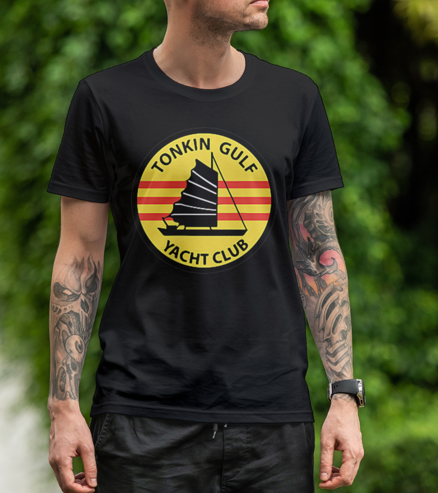 Tonkin Gulf Yacht Club Badge With Sailboat And Stripes T-Shirt
