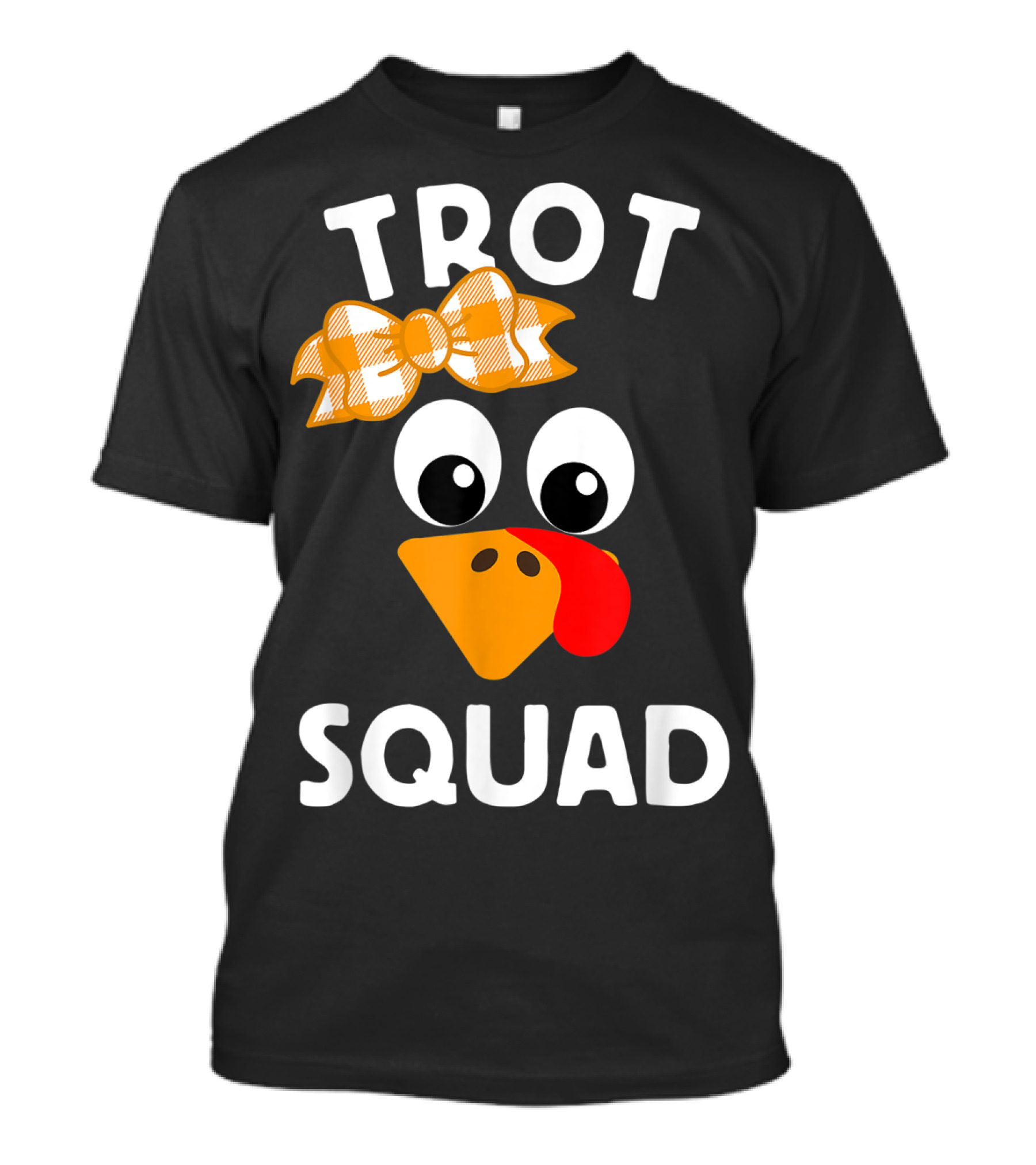 Trot Squad Running Turkey Cartoon With Bow T-Shirt