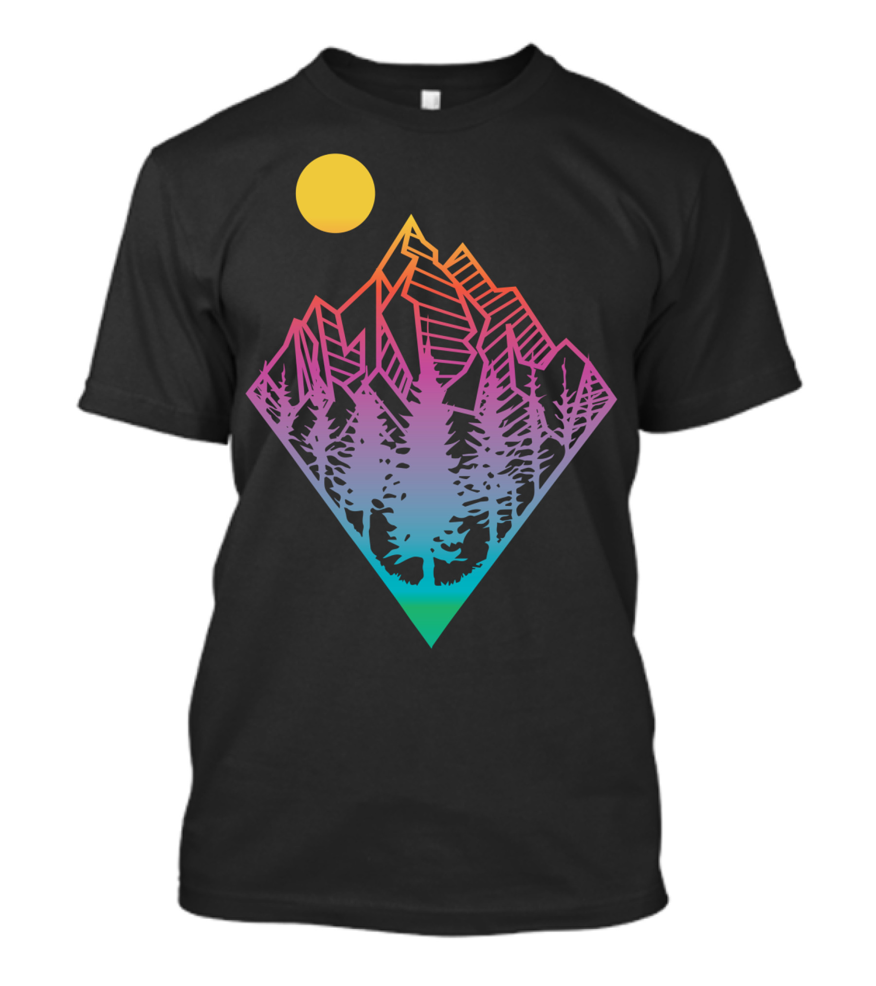 Minimal Mountains Vibrant Geometric Nature Scene T-Shirt