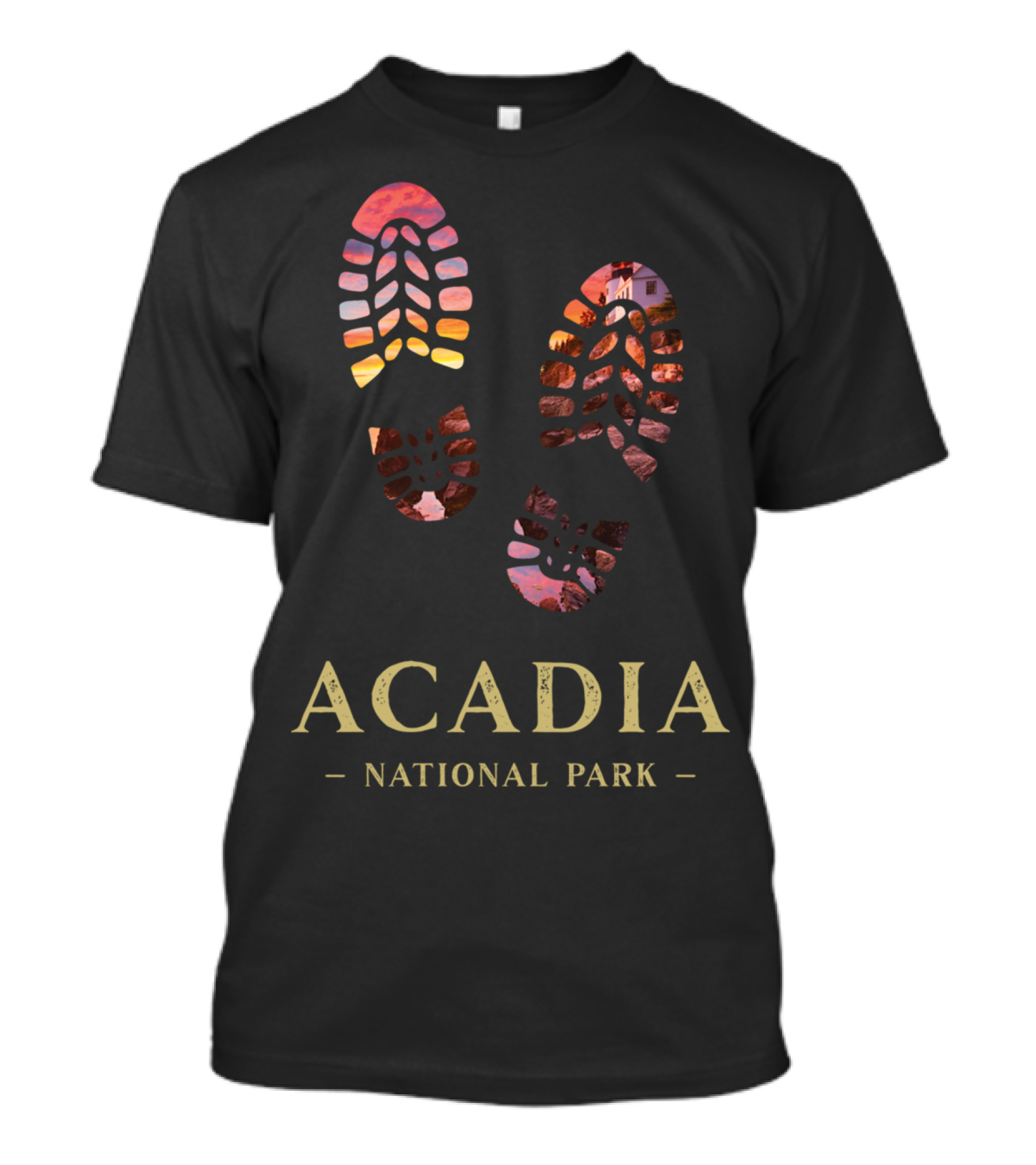 Acadia National Park Hiking Adventure Footprints Scenic Trails T-Shirt