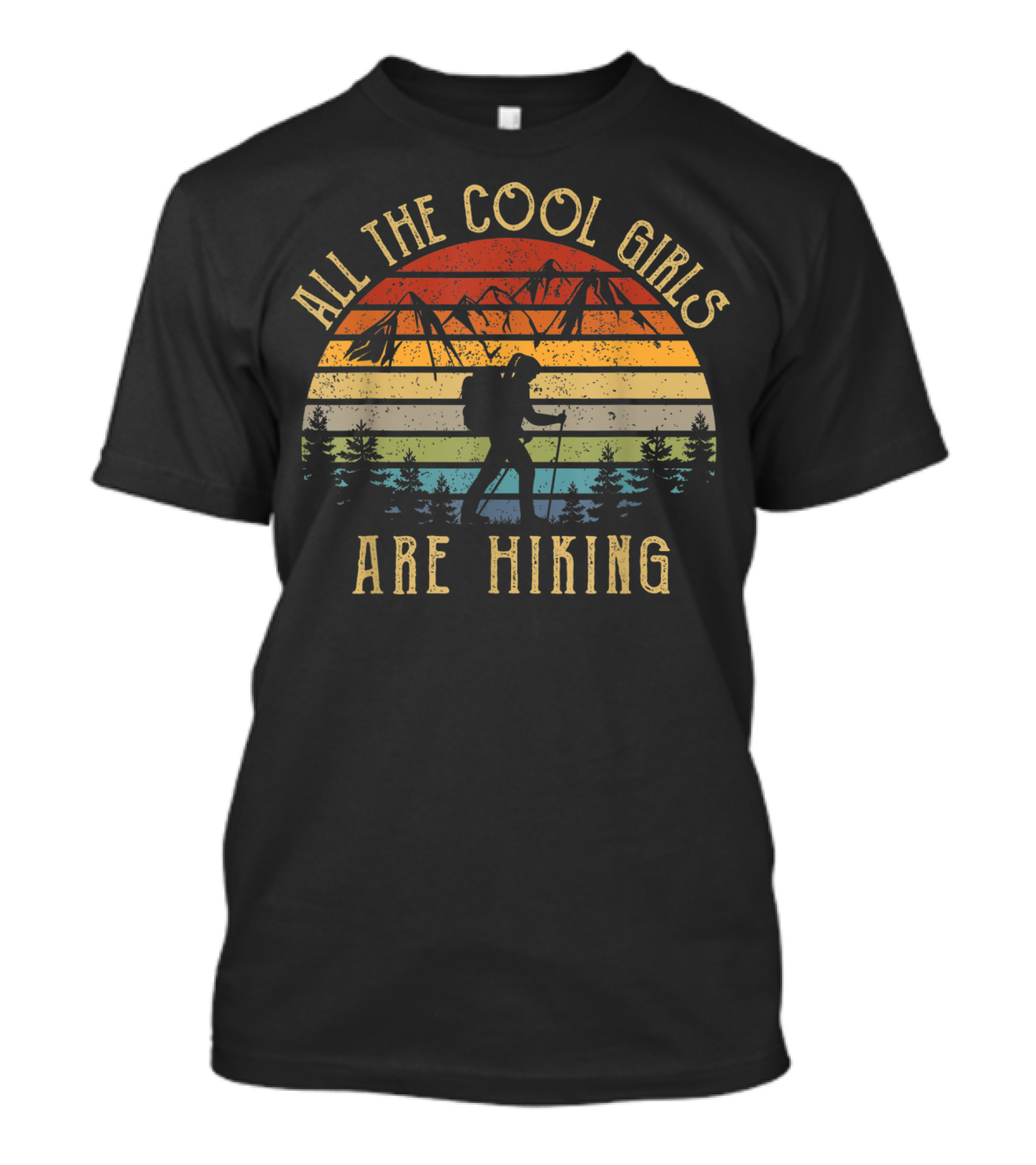 All The Cool Girls Are Hiking Vintage Mountain Sunset T-Shirt