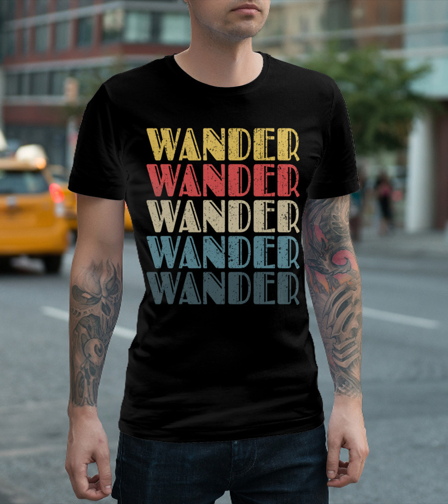 Wander Wander Wander Wander Retro Camping Adventure T-Shirt