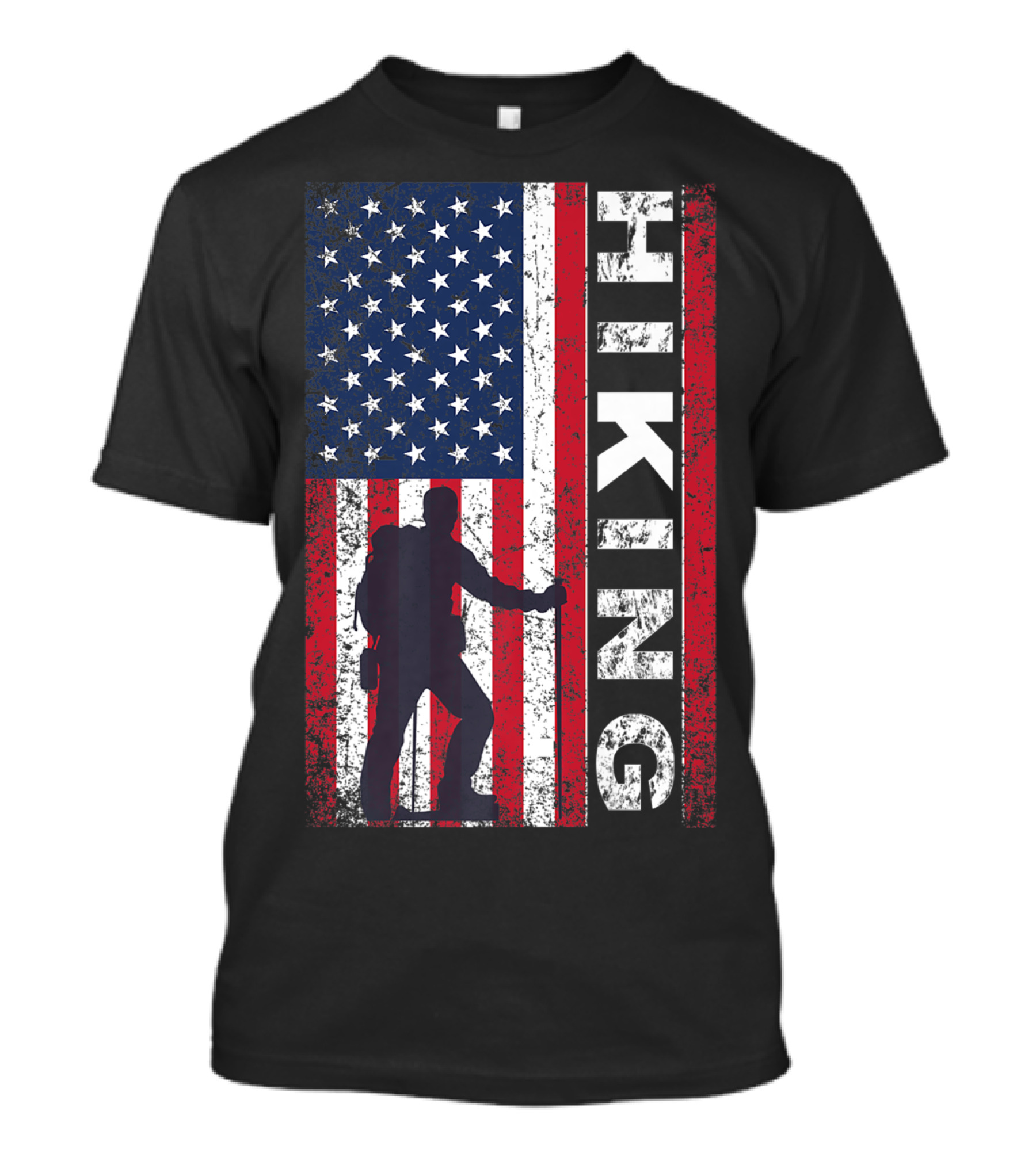 American Flag Hiking July 4th USA Patriotic Outdoors Enthusiast T-Shirt